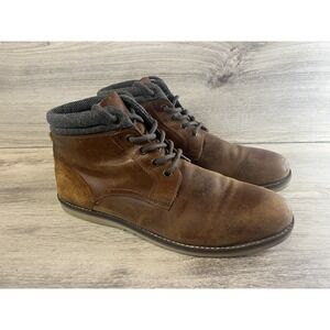 Crevo Geoff Chukka Boots Men Size 10.5 Casual Lace Up Brown Leather Ankle‎ Boots